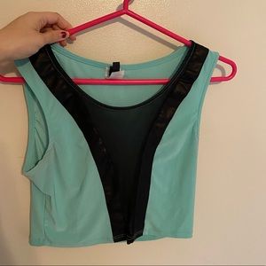 Teal retro crop top